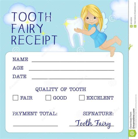 free printable tooth fairy receipt|tooth fairy chart free printable.